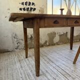 1950s pine and oak farmhouse table with multiple drawers