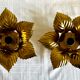 Paire d’appliques fleurs dorées