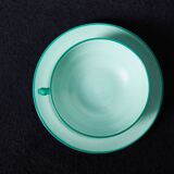 Set of 7 vintage green coffee cups with 12 saucers