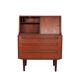 Danish teak secretaire with mirror and pull out desk, 1960s Danish teak secretaire with mirror