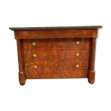 Commode d'époque Empire a colonnes détachées XIX siècle Commode acajou flammé
