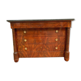 Commode d'époque Empire a colonnes détachées XIX siècle Commode acajou flammé