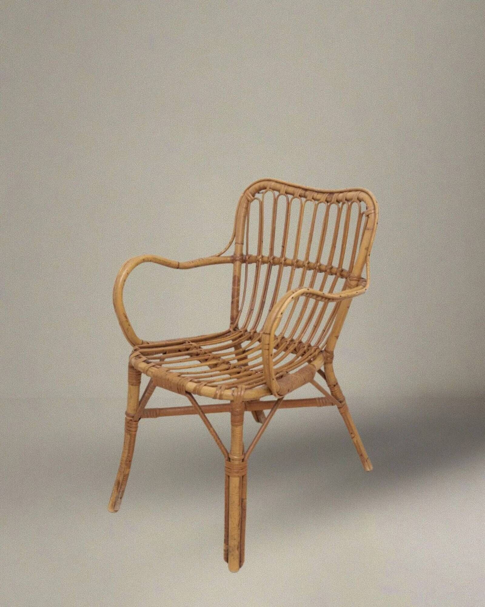 Vintage bamboo and rattan armchair, Florida style, Italy, 1970s.