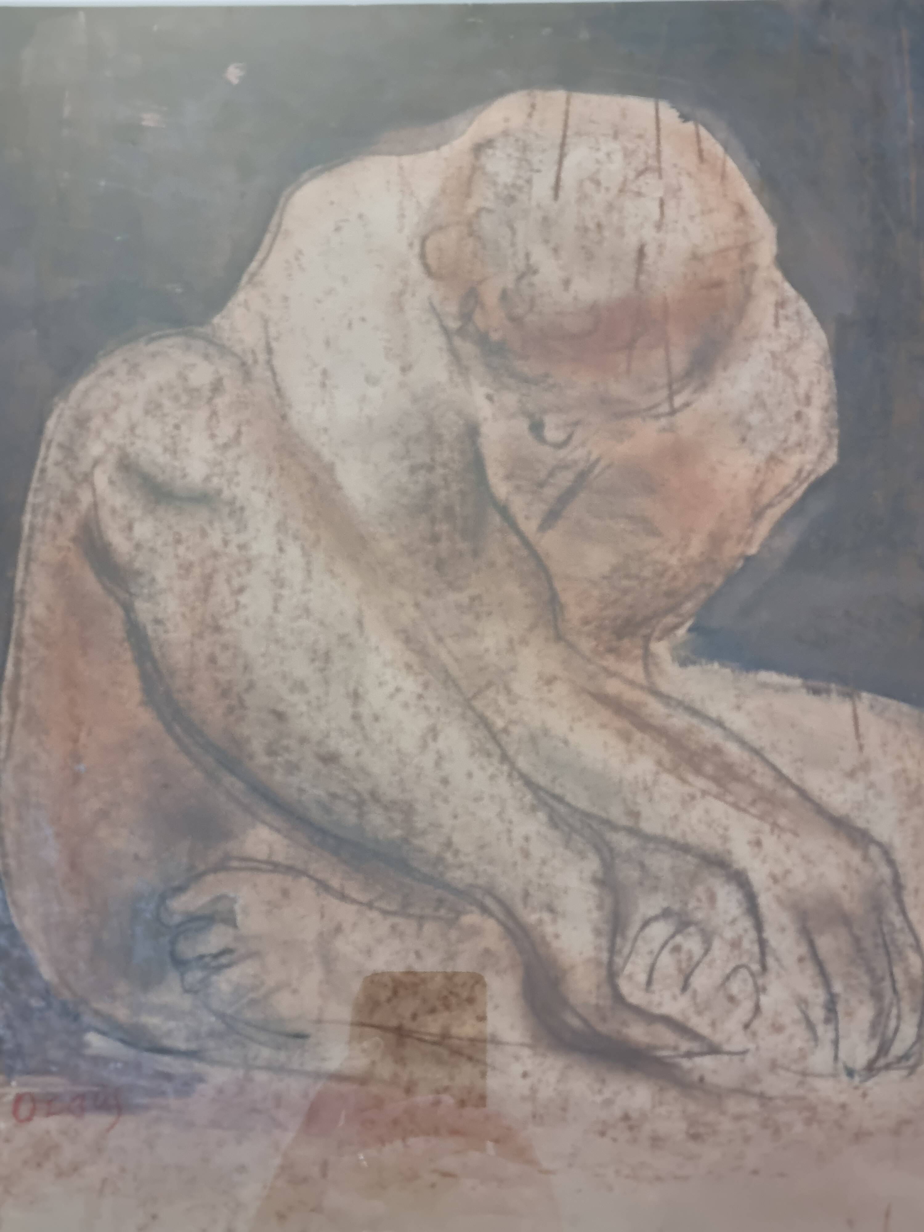 Original nude study signed "De Bus" - Framed drawing under glass - 50 x 55 cm, 1950s-60s