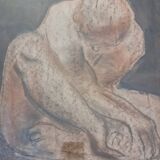 Original nude study signed "De Bus" - Framed drawing under glass - 50 x 55 cm, 1950s-60s