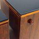 Pair of Art Deco bedside tables in walnut and black glass, Czechoslovakia.