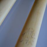 11 antique dessert knives from the 19th century with ivory-colored handles and a monogram