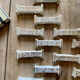 Set of 10 vintage art deco knife holders in white and gold ceramic