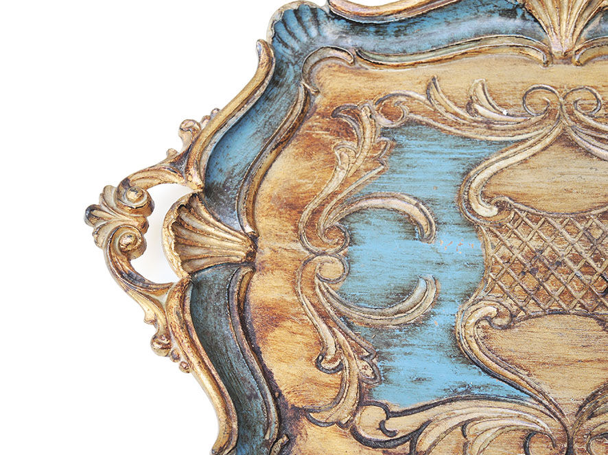 Old carved & patinated wooden top baroque style