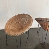 Paire de fauteuils de salon en rotin