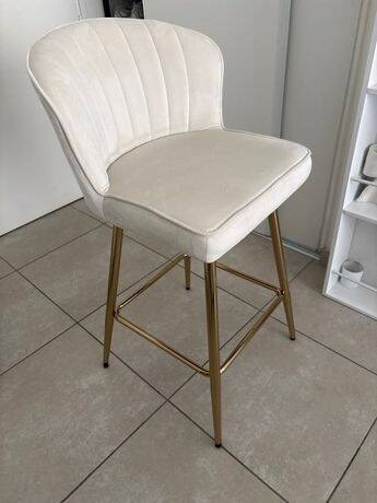 Lot de 2 chaises de bar velours blanc/crème