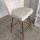 Lot de 2 chaises de bar velours blanc/crème