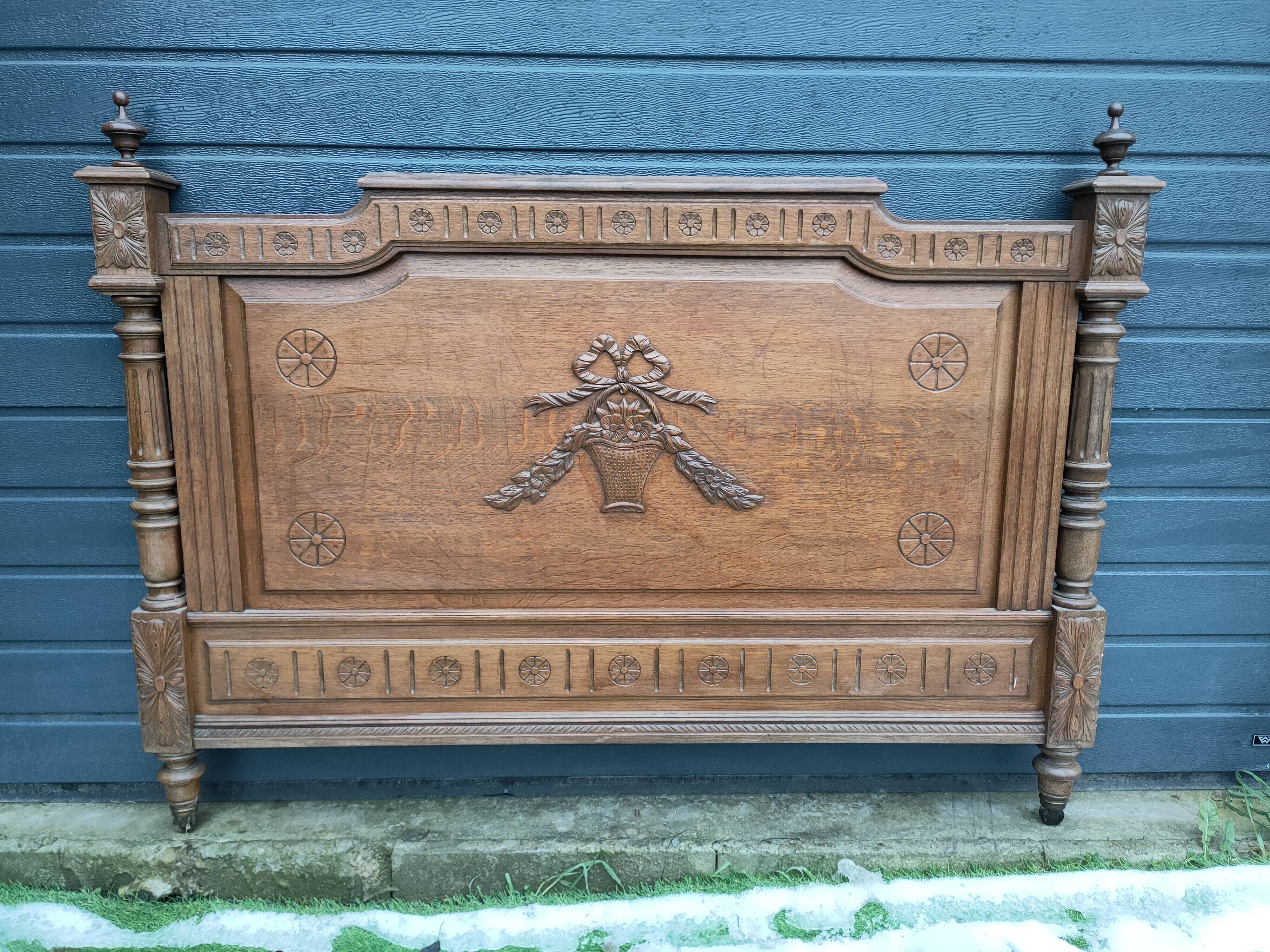 antique solid oak headboard
