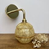 Vintage tulip wall lamp in yellow and gold Clichy glass
