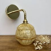 Vintage tulip wall lamp in yellow and gold Clichy glass
