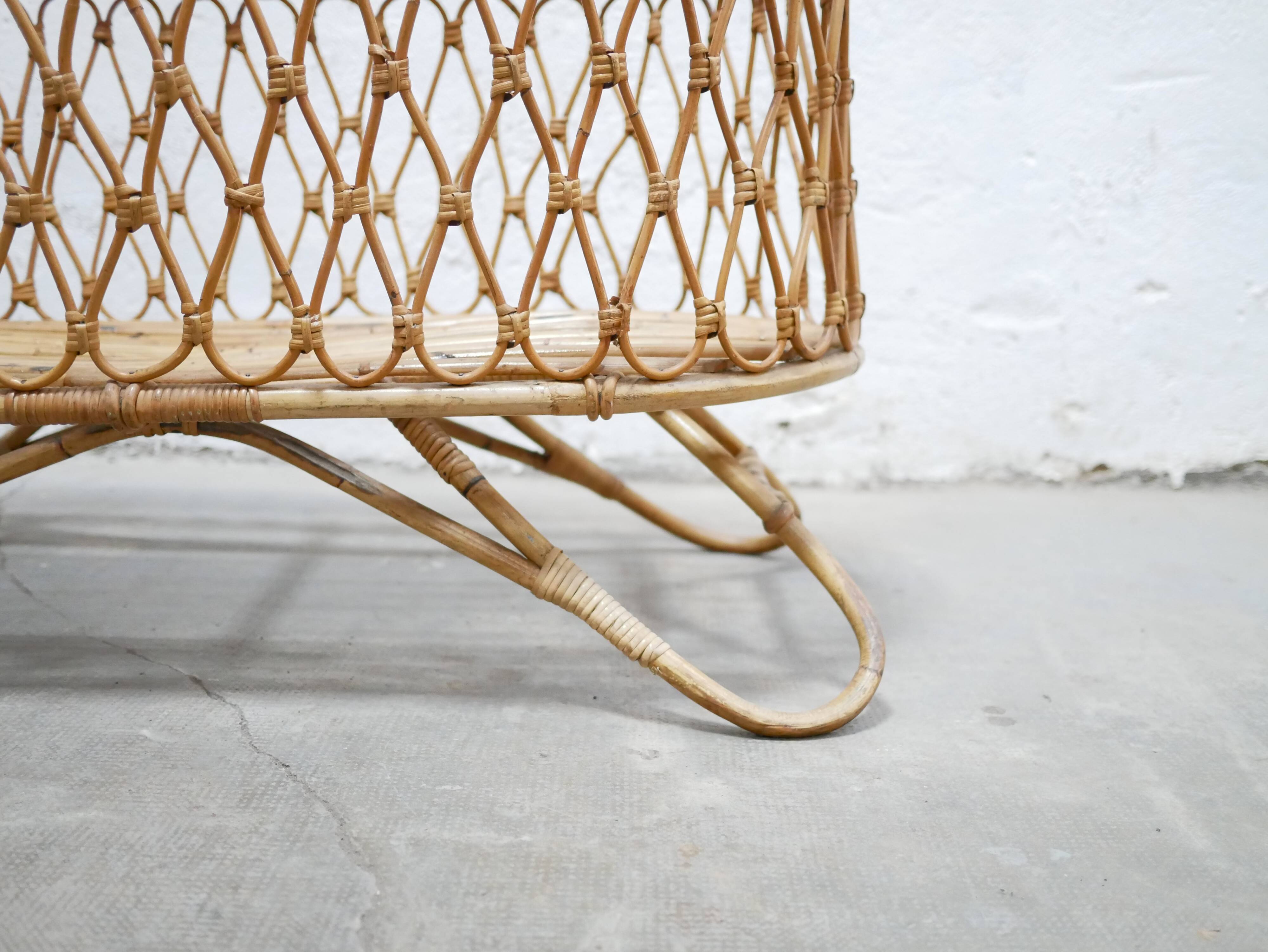 Vintage rattan cradle
