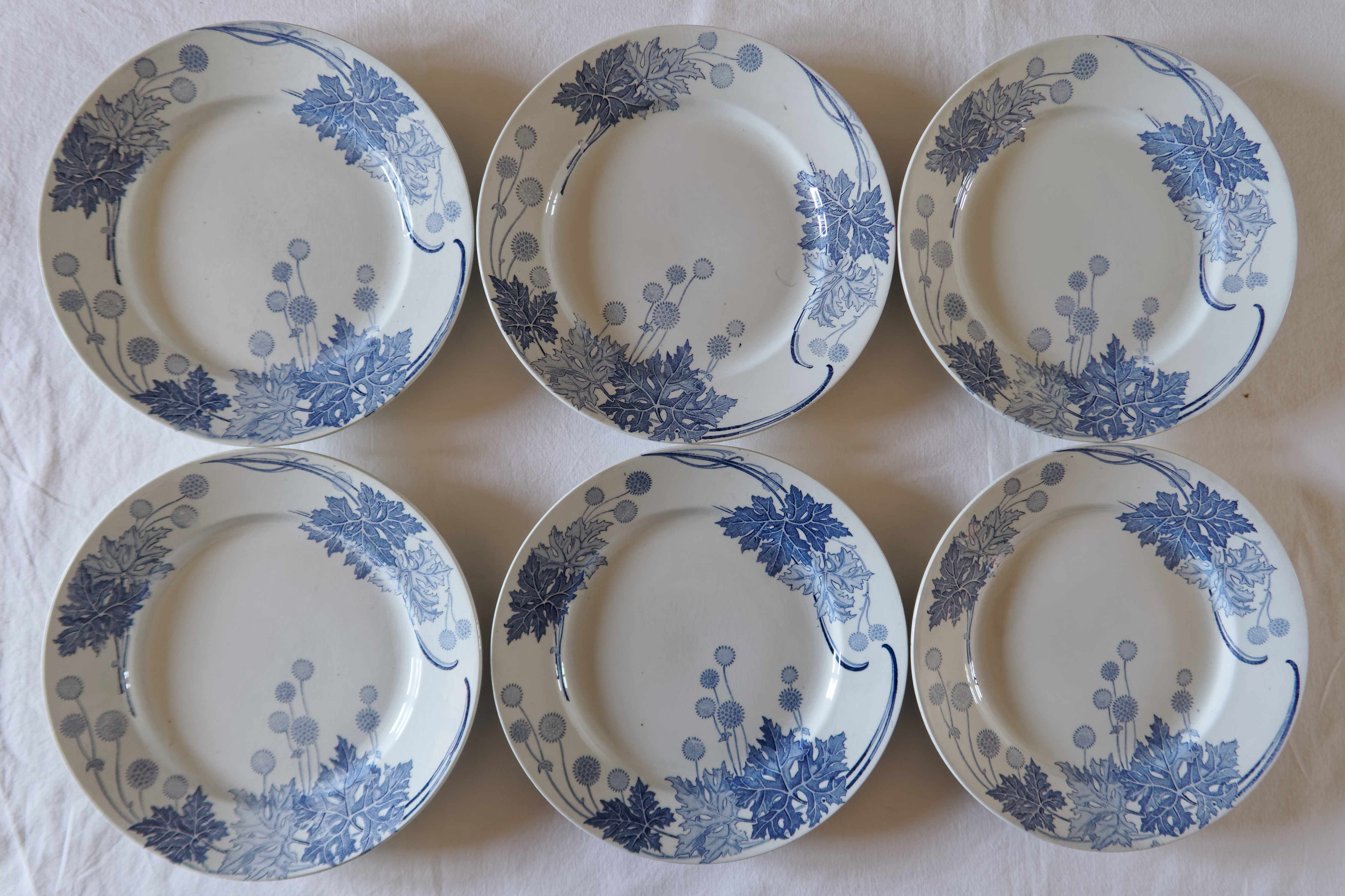 Lot 6 flat plates iron earth K&G Lunéville Platane series