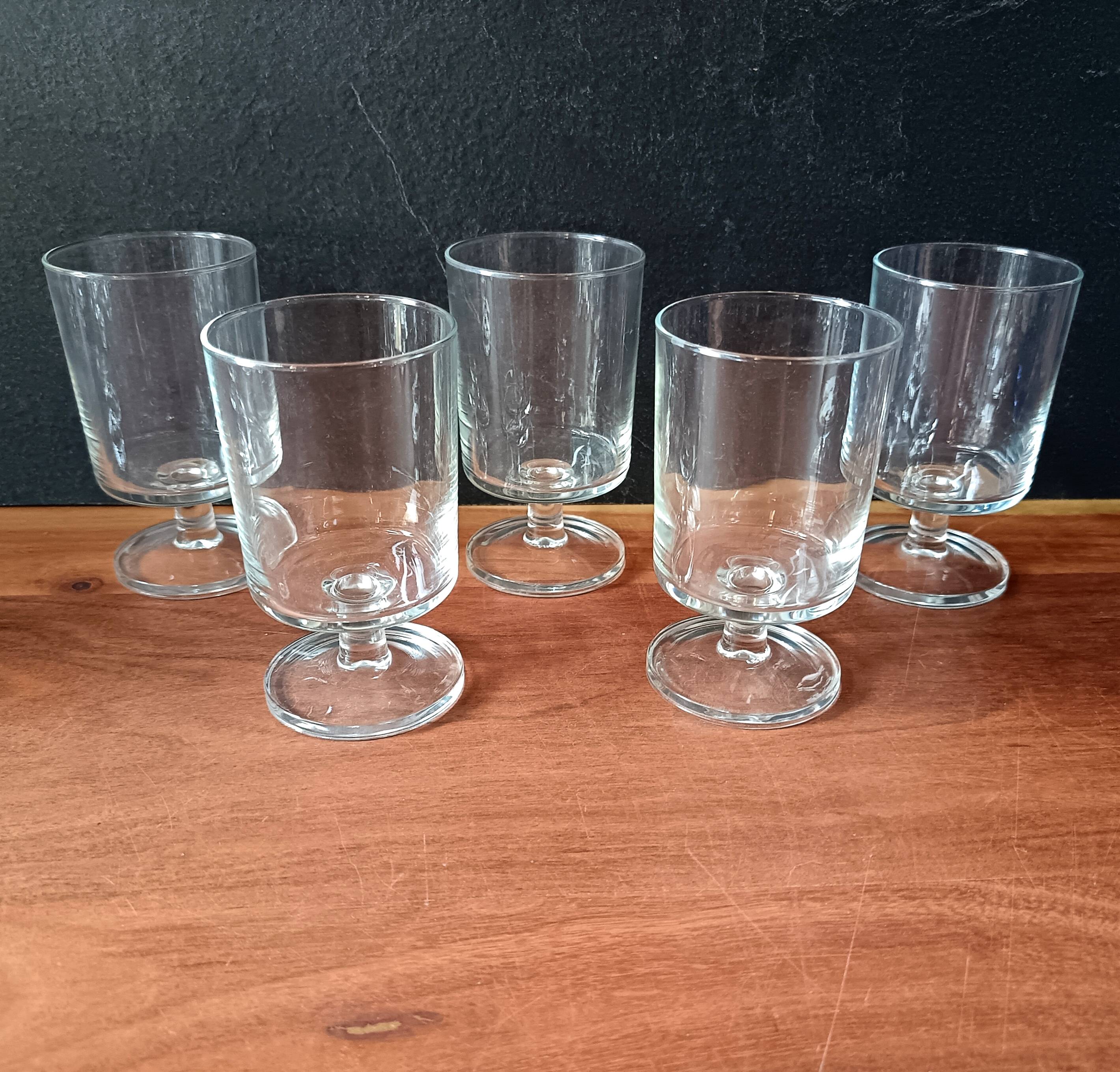 5 cavalier glasses 20 cl luminarc "sweden" model transparent vintage france