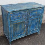 Blue wooden buffet with 2 drawers and 2 doors