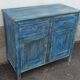 Buffet en bois bleu avec 2 tiroirs et 2 portes