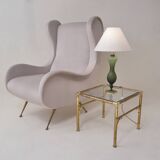 Antique table lamp in Art Nouveau glass by Baccarat and ormolu, 1890s, French.