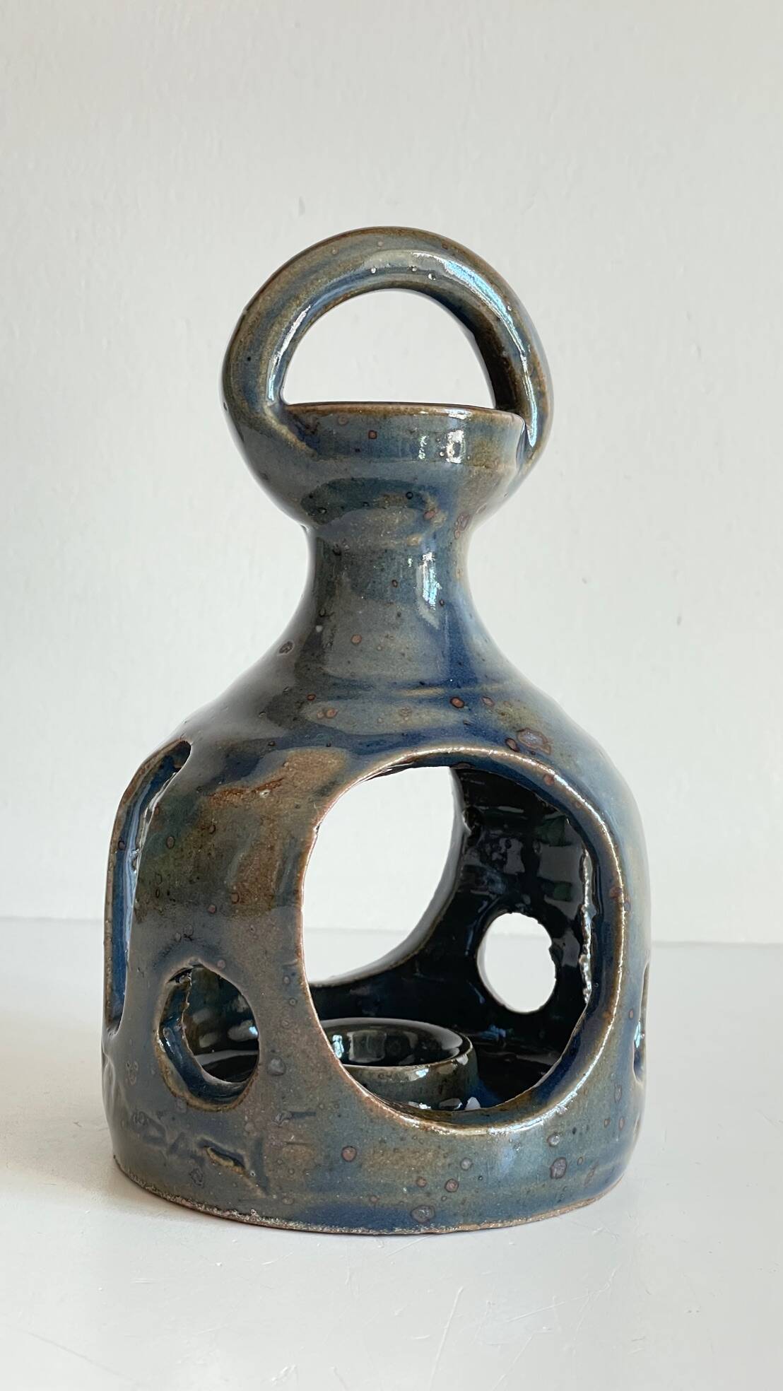 Vintage Handcrafted Stoneware Candle Holder