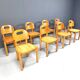 Vintage pine wood dining chairs - 1980s - set of 8