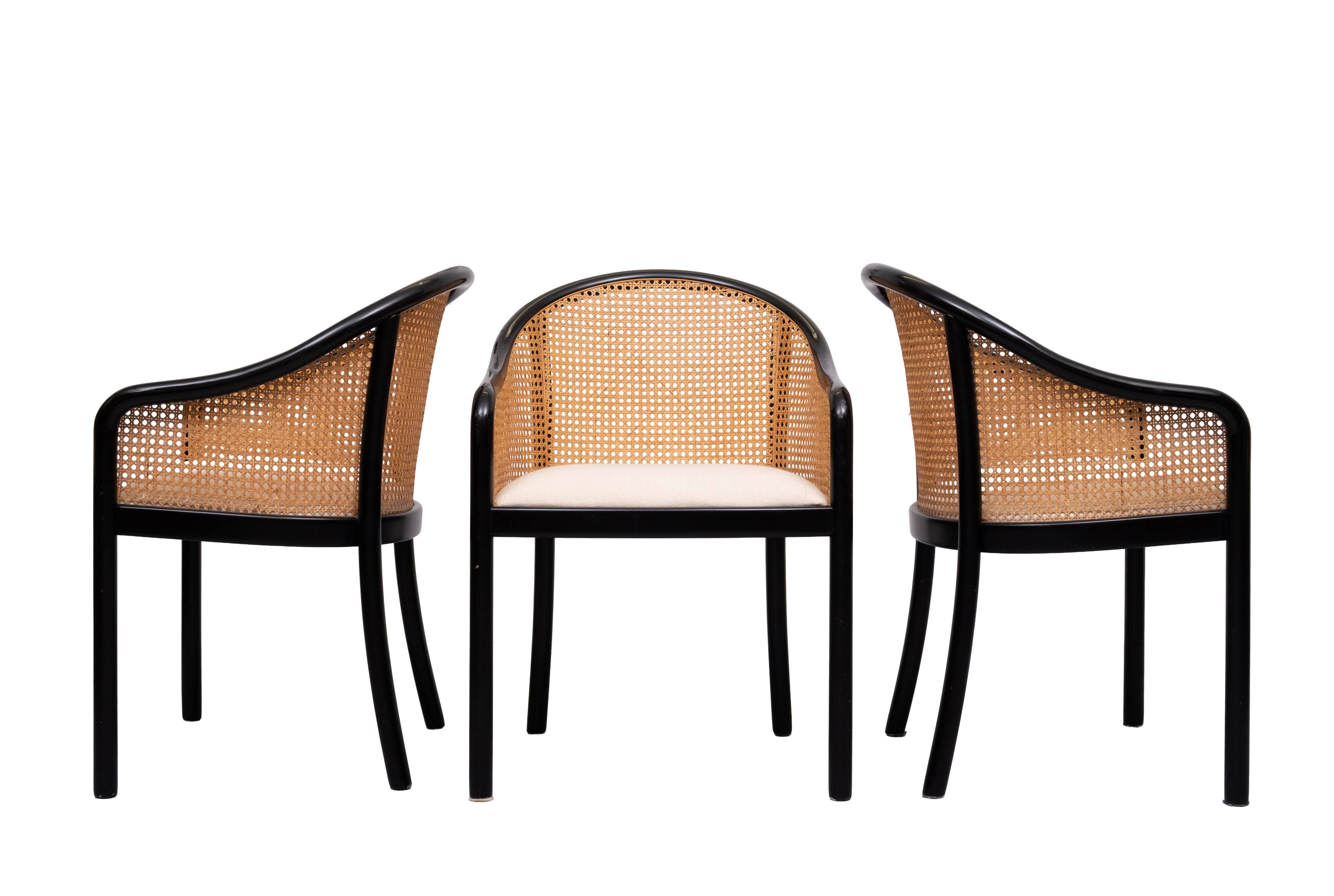 Chaises de salle à manger Ward Bennett en bois et en rotin, ensemble de 6