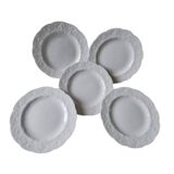 set of 5 Limoges porcelain dessert plates with wild ivy