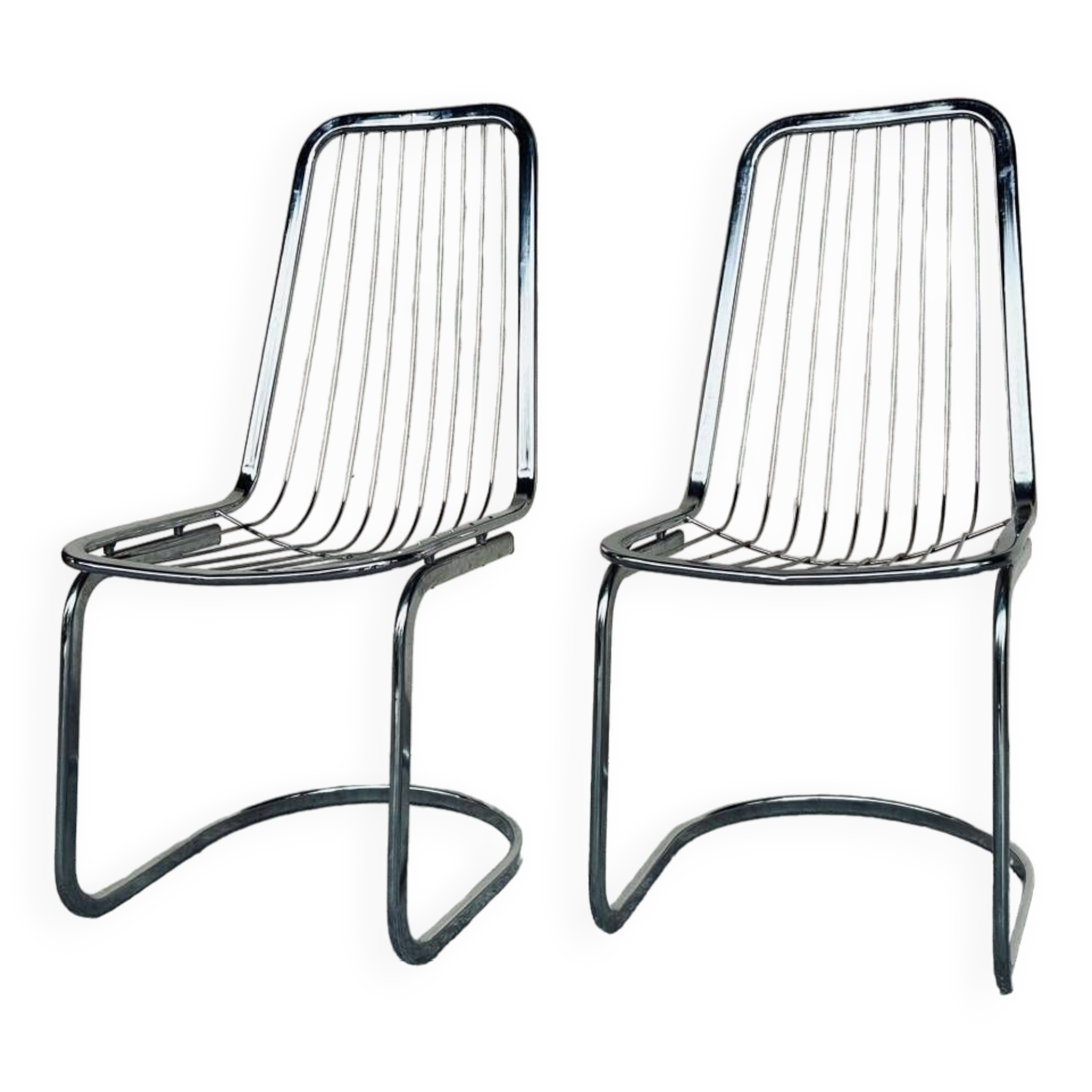 Vintage sled chair by Gastone Rinaldi in chrome wire, 1970s made in Italy