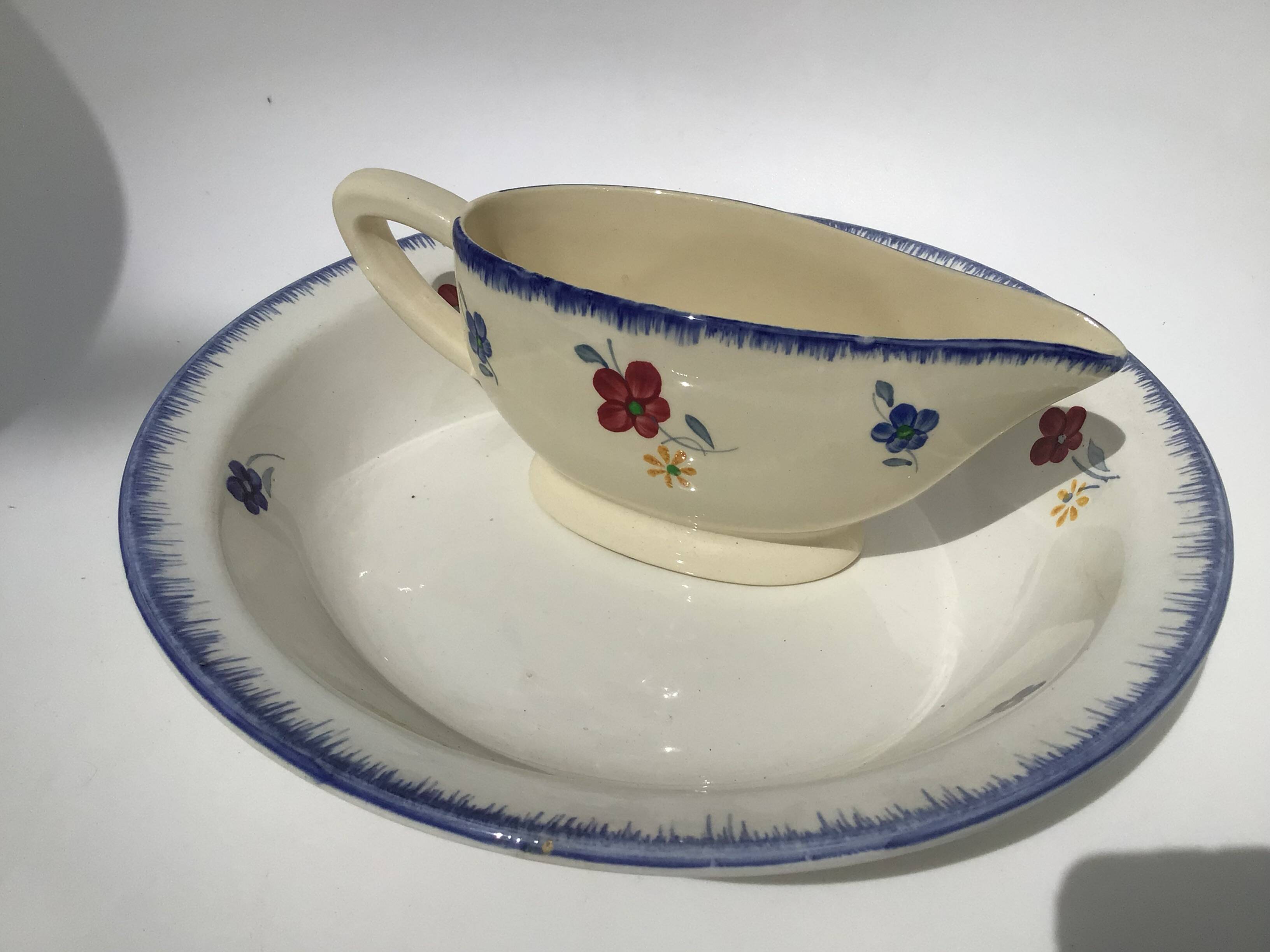 Mary Lou Digoin hollow dish blue edge diameter 25