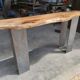 Walnut console with steel legs