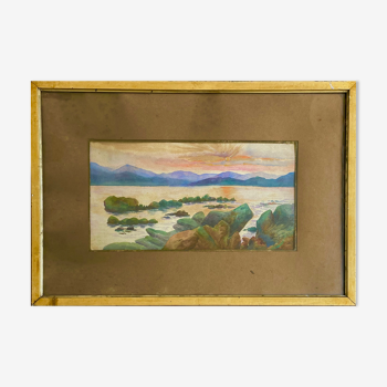 Old sunset painting painting early 20th century