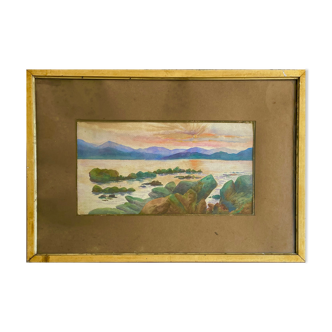 Old sunset painting painting early 20th century