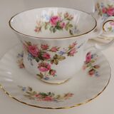 Royal Albert English porcelain set of 2 cups, saucers, and milk jug.