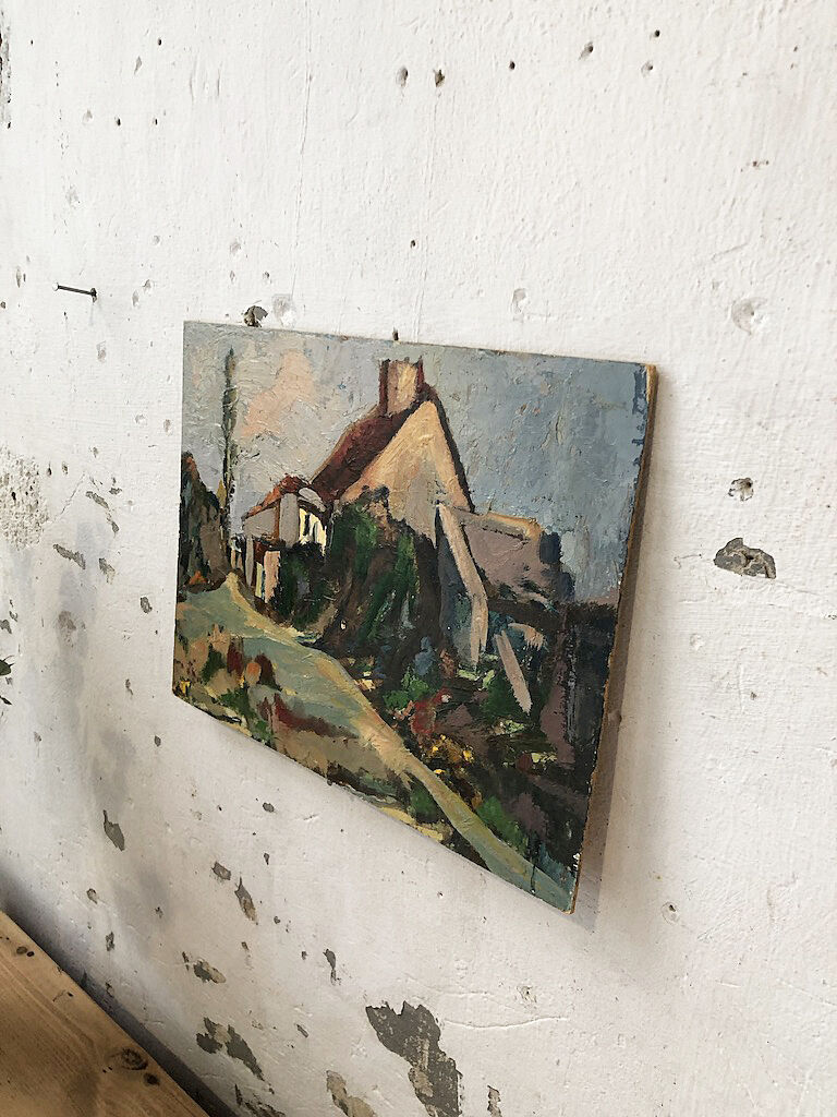 Painting oil landscape house