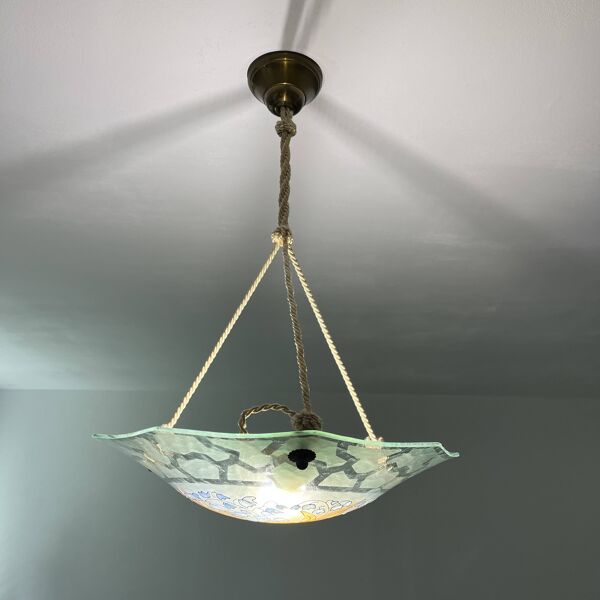 Vasque en verre émaillé Aurys Loys Lucha a décor de muguet