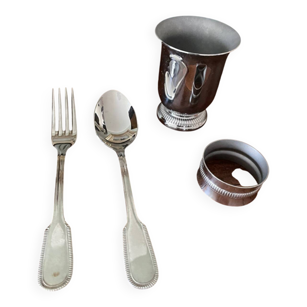 coffret baptême en métal argenté Couzon