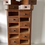 Small Walnut and Cherry Wood Cabinet with Drawer
