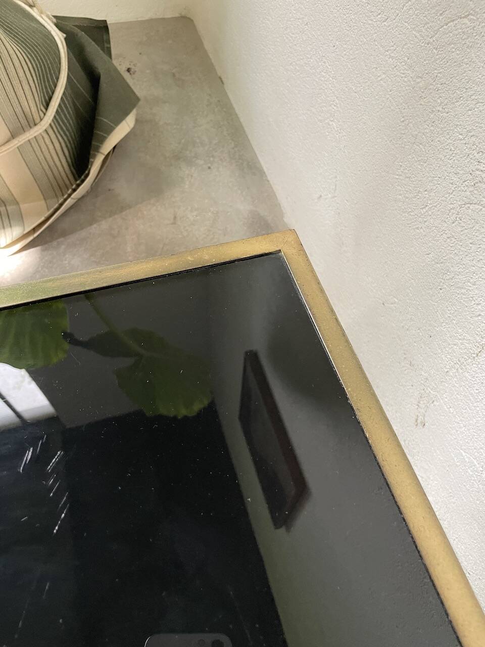 Black lacquer and brass console coffee table