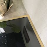 Table basse console appoint en laque noire et laiton