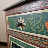 Hand painted wooden bedside table