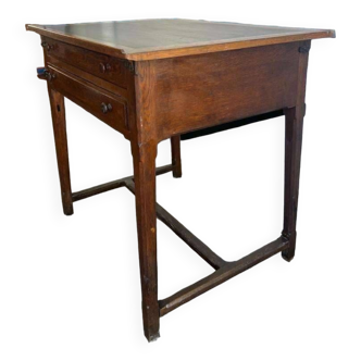 Vintage oak high table / drawing table with deep drawers