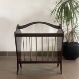 Vintage magazine rack in wood and metal