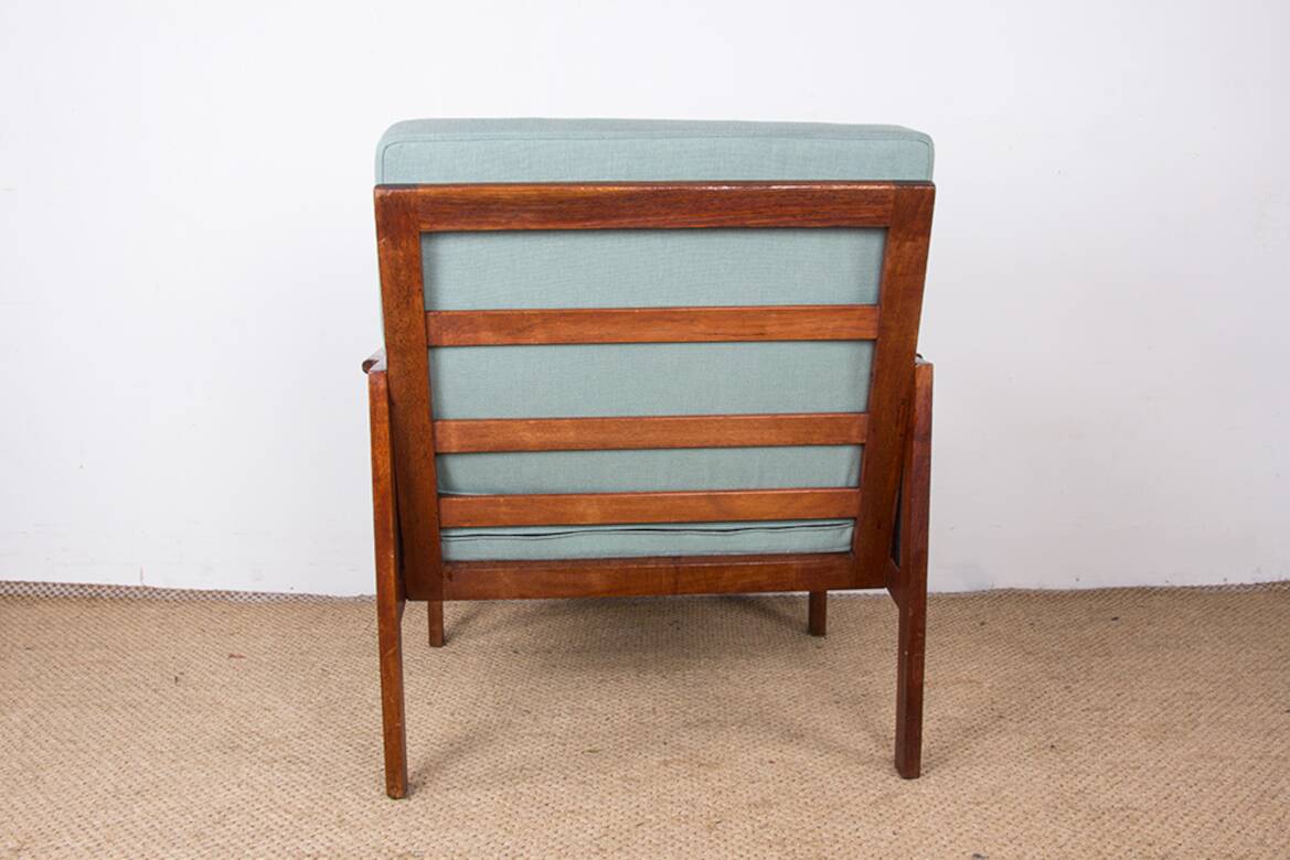 Pair of Danish Armchairs in Teak, fabric and leather, model N°4 Capella Illum Wikkelsø/Niels Eilersen.