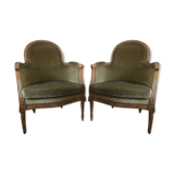 Velvet bergère chairs