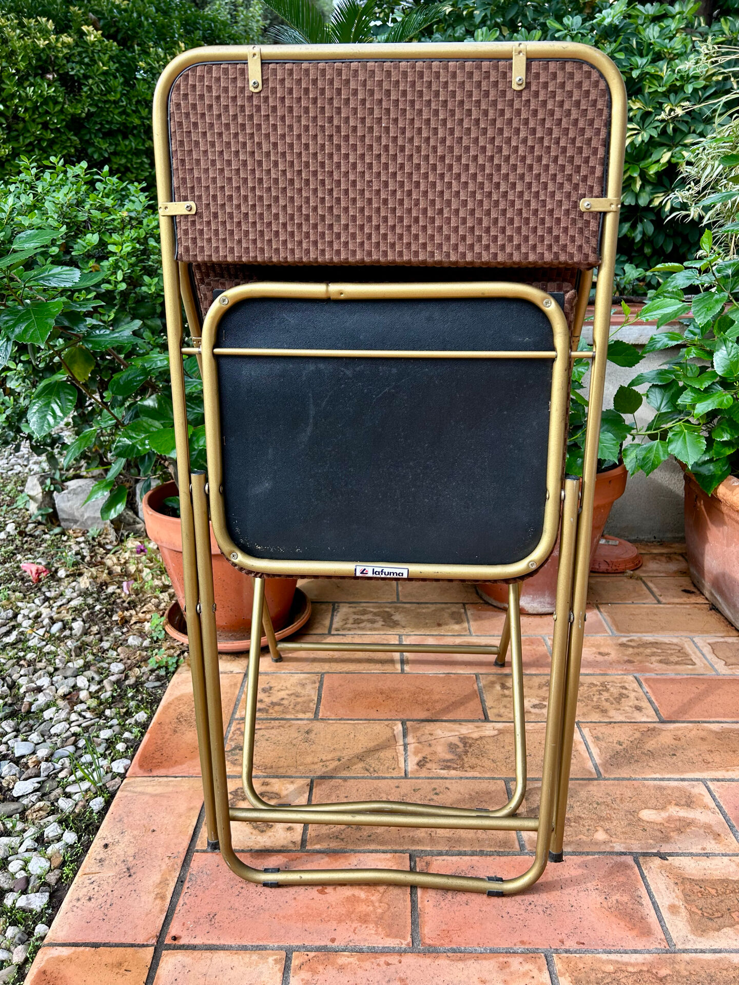 Chaises pliantes Lafuma vintage marrons