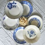 Old flat plates mismatched in earthenware