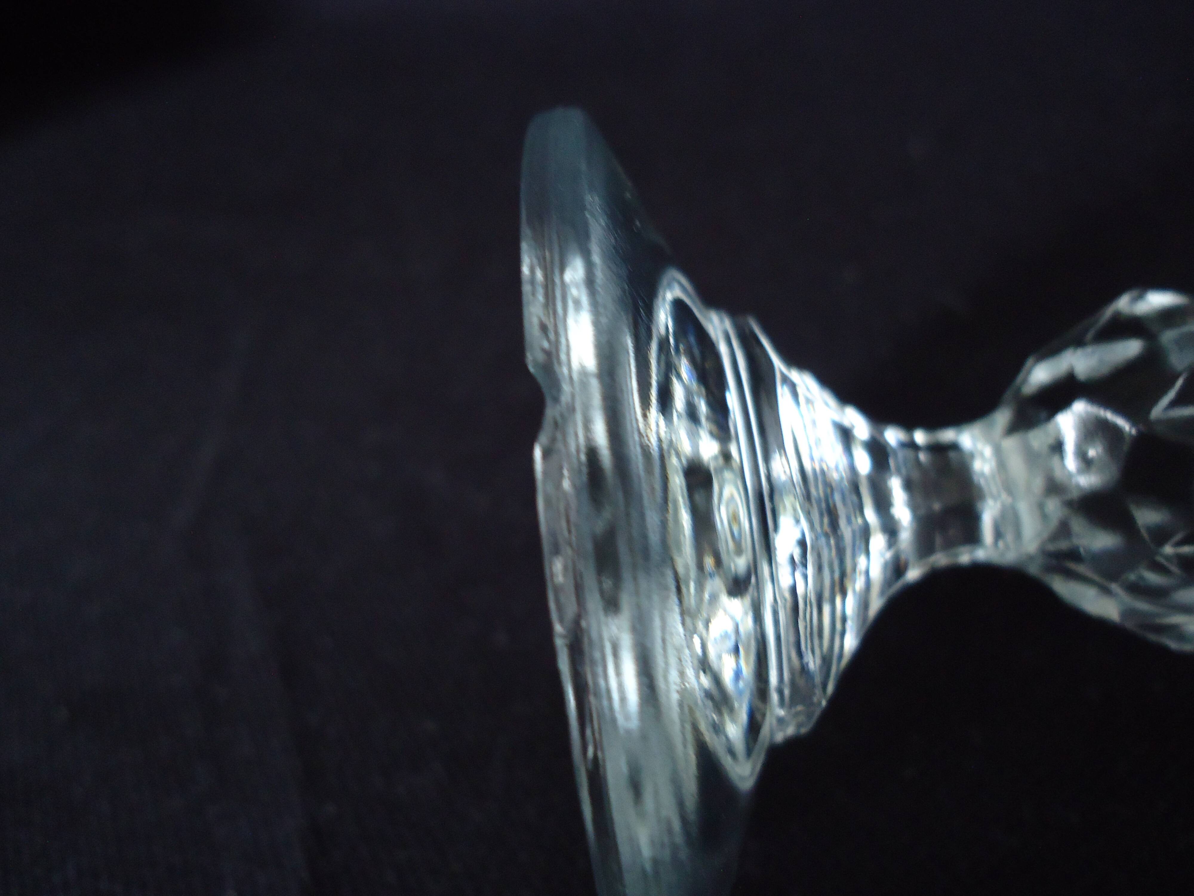 Bohemian crystal champagne flutes, foot with faceted ball