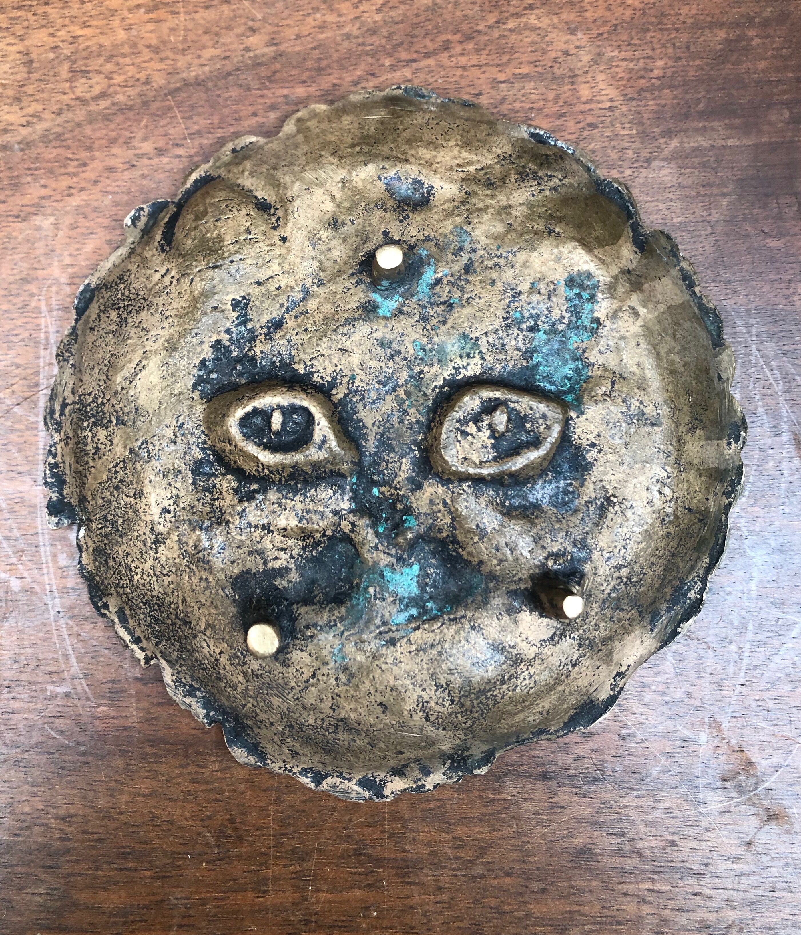 Bronze cat head trinket bowl